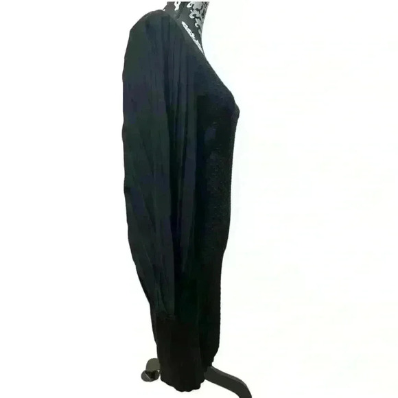 WHBM Black Pleated Drama Sleeve Sweater Dress  Size S NWT - Picture 3 of 9